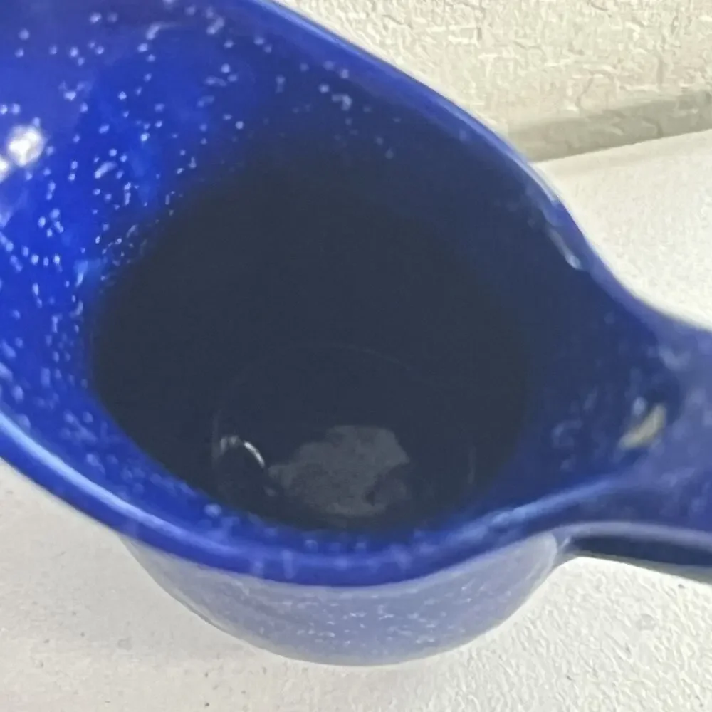 Vintage Ceramic Pitcher Blue Speckled Small Rustic Farm Chic 5